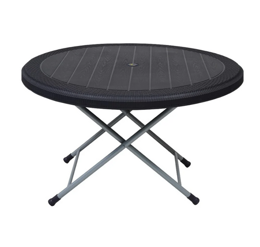 STEEL PLASTIC RATTAN ROUND TABLE