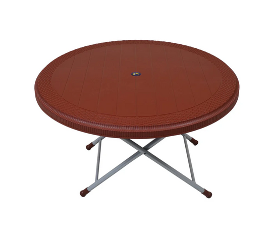 STEEL PLASTIC RATTAN ROUND TABLE